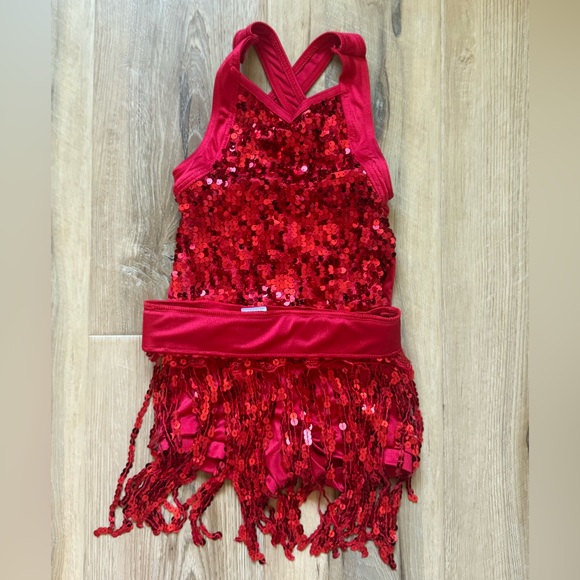 Weissman Red Sequin Kids Dance Costume - Picture 2 of 4